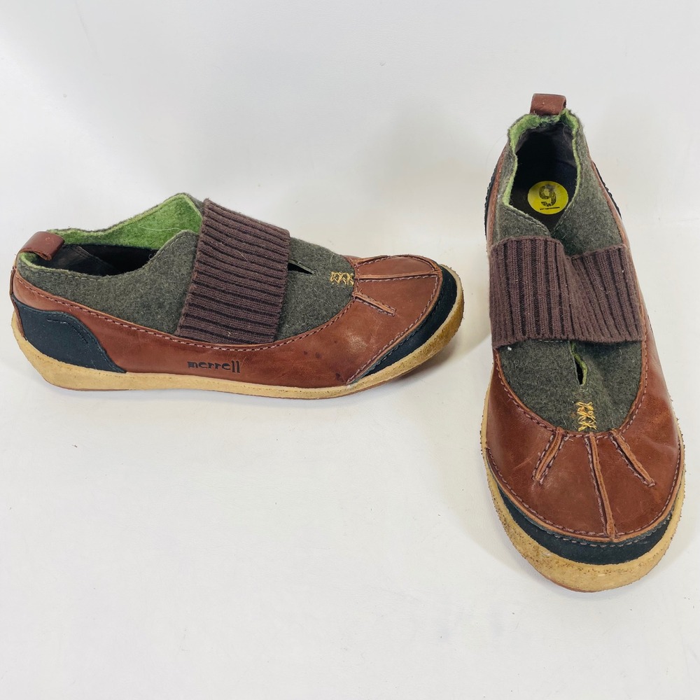 Merrell Montreal Chestnut Brown Leather Wool Slip On Loafers J70560 Womens 9